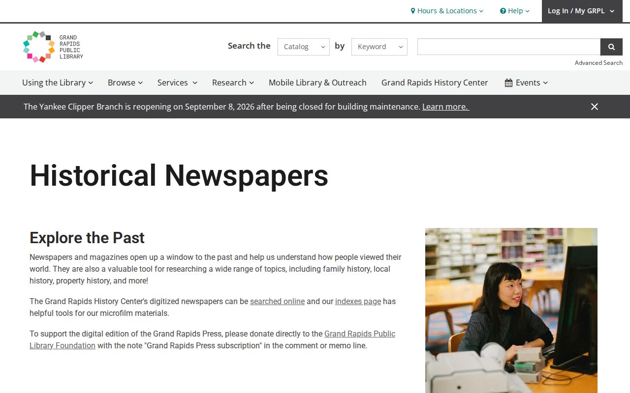 Kent County previous residents research through GRPL historical newspapers