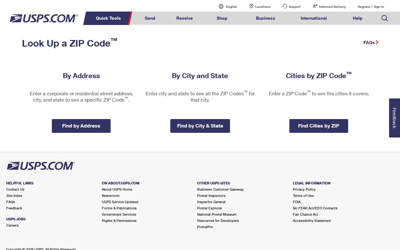 Kent County ZIP code directory reference showing the USPS ZIP Code Lookup service
